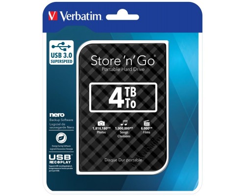 HDD Verbatim Store 'n' Go Portable 4TB Black (53223)