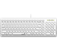 Genius Genius Slimstar Q200, klawiatura CZ/SK, klasyczna, cicha rodzaj przewodowa (USB), biała