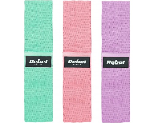 Rebel Materiāla vingrošanas gumijasijas komplekts - Mini Band M, 27-55 kg, 3 materiāla gumijasijas, REBEL ACTIVE