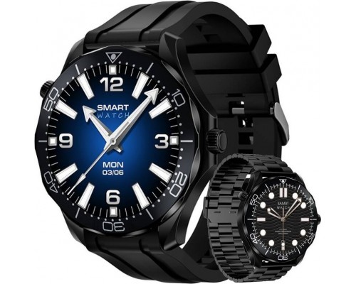 Smartwatch Veltori VT150-1 Black Pasek Silikonowy + Czarna Bransoleta