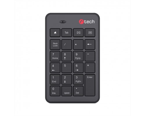 C-TECH Numerická kávesnice KBN-02WS, 23 kláves, Bezdrátová, Černá