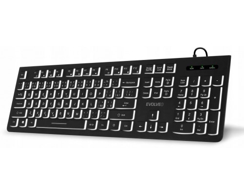 Evolveo EVOLVEO K1010 Cicha Przewodowa USB Podświetlenie CZ+SK Czarny