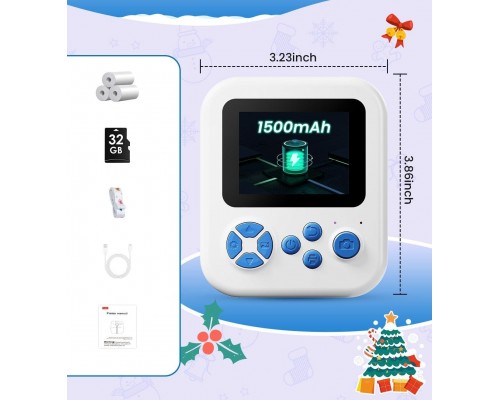 Aparat Natychmiastowy Dla Dzieci Cyfrowy Mp3 Gry Druk Telefon Obiektyw 180s / P02 Blue