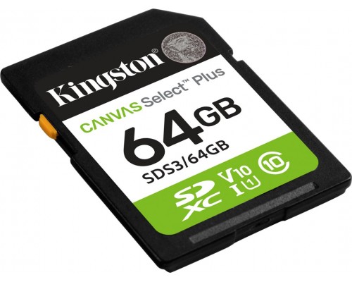 SD  Kingston Canvas Select Plus SDXC 64 GB Class 10 UHS-I/U1 V10 (SDS3/64GB)