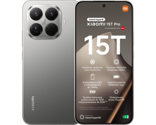 Xiaomi 15T Pro 5G 12/1TB Gray  (69325544476630)
