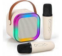 ExtraLink Kids Mini Karaoke LED Speaker 2x Mic White | Zestaw karaoke | Mikrofon