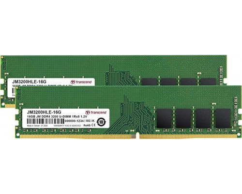 Transcend JetRam, DDR4, 32 GB, 3200MHz, CL22 (JM3200HLE-32GK)