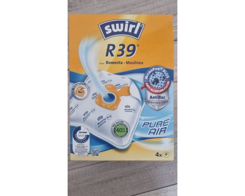 Melitta Swirl vacuum cleaner bags R39 MicroPor Plus AntiBac Green (4 bags + 1 filter, for Rowenta, Moulinex)