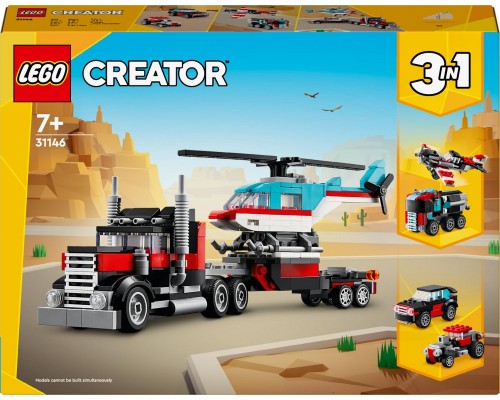 LEGO Creator 3-in-1 kravas automašīna ar platformu un helikopteru (31146)