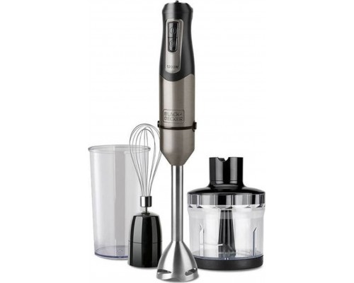 Black&Decker BLENDER RĘCZNY BXHBA-1200E TYTANOWY (1200W, TRZEPACZKA, ROZDRABNIACZ, KUBEK)