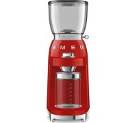 Smeg Smeg CGF11RDEU mlýnek na kávu, 150 W, nastavitelná hrubost, nerezový mlýnek, nádoba z tritanu, červený