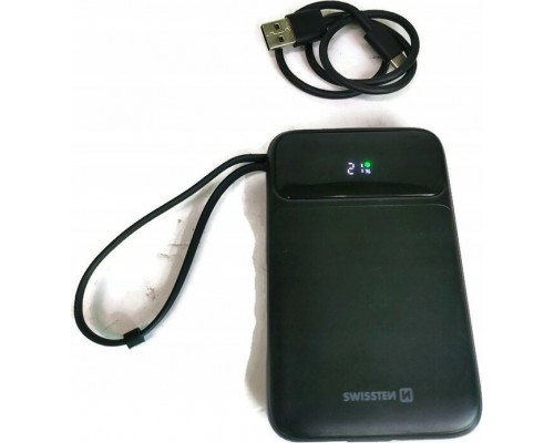 SWISSTEN, Powerbank, s bezdr�tov�m nab�jen�m, Li-Pol, 5/9/12V, zintegrowany kabel USB-C + Lighting, 10000mAh, USB-C,USB-A,Kabel Li