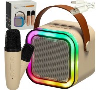 Zestaw do karaoke 2 mikrofony + głośnik portable BLUETOOTH USB LED beżowy Kik sp. z o.o. sp. k.