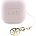 TWS Guess Glossy Effect Printed Classic Logo & Charm Pink Headphones