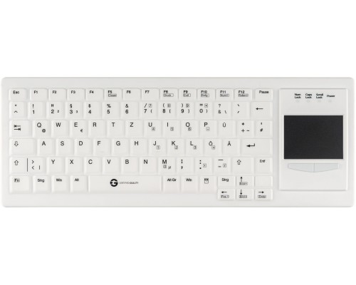 Gett GETT Cleantype Xtra Touch Protect Silikonowa klawiatura z touchpadem IP68 można dezynfekować USB kolor biały układ DE