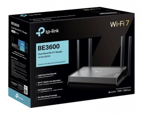 WRL ROUTER 3570MBPS 1000M 5P/DUAL BAND ARCHER BE220 TP-LINK
