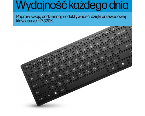 HP 320K Klaviatūra su USB jungtimi su laidu - Juodas - US/RUS