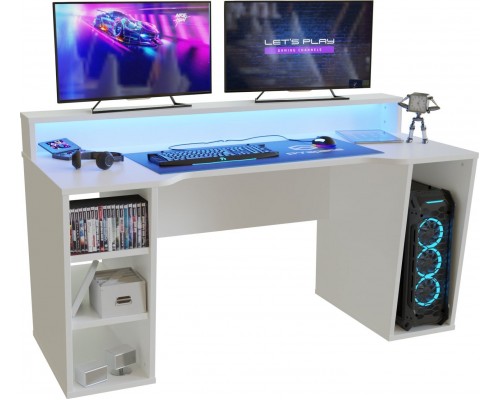 Gaming galds PYspace Gaming galds gamingowe SUPERNOVA211 białe z oświetleniem LED