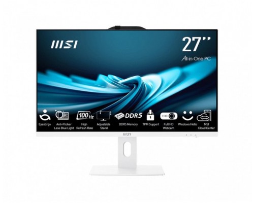 MSI MSI AIO PRO AP272P 14M-606XEU, Intel Core i5-14400, Chipset H610, 27" LCD, 1x 8GB DDR5, 512GB SSD, Wi-Fi, BT, Bez OS, bí