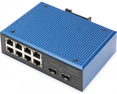 Switch Digitus DIGITUS Industrial 8+2-Port Fast Ethernet Switch 8 Port FE RJ45 2 GE SFP Ports