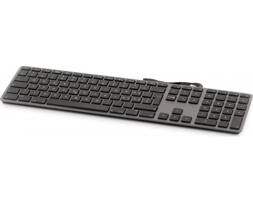 LMP Large Font USB Keyboard 110 keys wired USB keyboard with 2x USB and aluminum upper cover - German - space gray