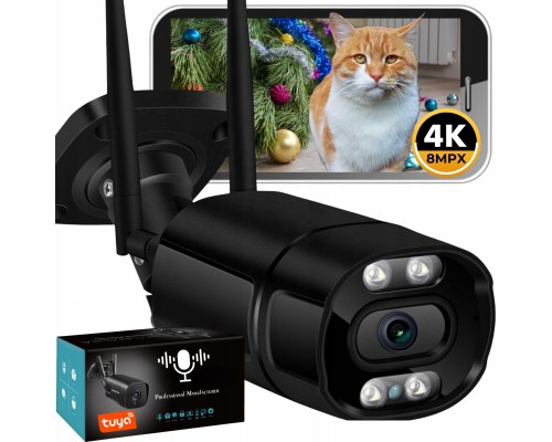 EASYCAM Outdoor WiFi 8MPx TUYA SMART Ultra HD 4K ZOOM SD LED AUDIO SD [BLACK-TUBE]