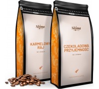 SkimaCoffee Zestaw 1kgX2 KARMELOWY RAJ/CZEKOLADOWA PRZYJEMNOŚĆ Świeżo Palona do ekspresu