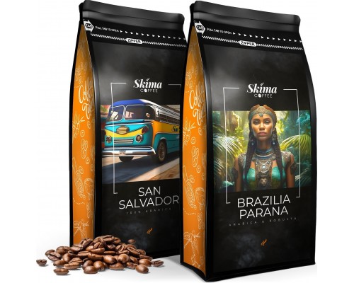 SkimaCoffee Zestaw 1kgX2 BRAZILIA PARANA/SAN SALVADOR Świeżo Palona do ekspresu