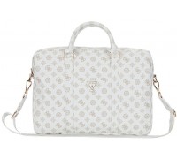 Bag Guess 4G Peony Front Pocket Zipper Triangle Logo 16" white