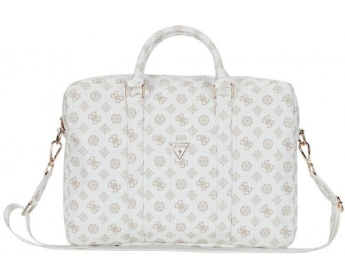Bag Guess 4G Peony Front Pocket Zipper Triangle Logo 16" white