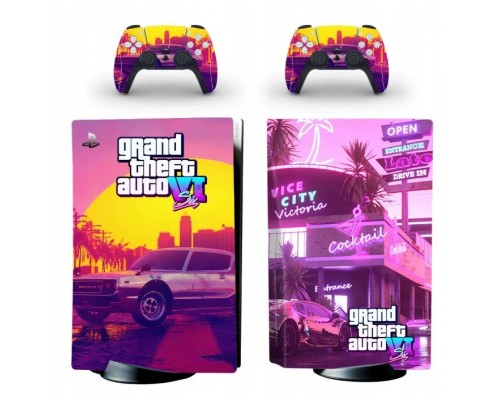 Naklejki Skórki na PlayStation 5 orawith  Pady Motyw GTA VI Vice City