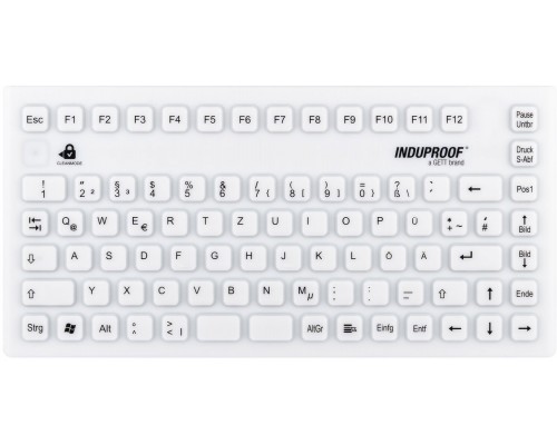 Gett GETT InduProof Smart Compact Silikonowa klawiatura IP68 wodoodporny można dezynfekować 86 Tasten Farbe: biały USB Layout: US i EU