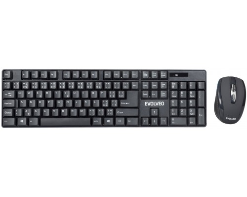 Evolveo WK-142 klawiatura Dołączona myszka Uniwersalne RF Wireless Czeski Czarny