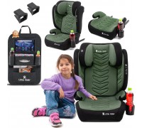 FMonroe FOTELIK SAMOCHODOWY MODEL LEONARDO Black-Green Pikowany R129 100-150 CM ISOFIX