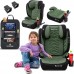 FMonroe FOTELIK SAMOCHODOWY MODEL LEONARDO Black-Green Pikowany R129 100-150 CM ISOFIX
