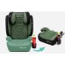 FMonroe FOTELIK SAMOCHODOWY MODEL LEONARDO Black-Green Pikowany R129 100-150 CM ISOFIX