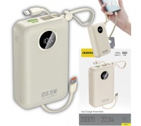 Dudao Dudao K14+ 20000mAh 22.5W USB-C / USB-A / wbudowane kable Lightning i USB-C - White