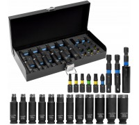 Hedootools HOGERT ZESTAW NASADEK I BITÓW UDAROWYCH 21el.  4 - 13mm