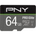 SD  PNY PRO Elite MicroSDXC 64 GB Class 10 UHS-I/U3 A1 V30 (P-SDU64GV31100PRO-GE)
