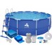 Enero Swimming pool rack oval with pump 450x122cm with pump drabiną i podłożem (17802EU)