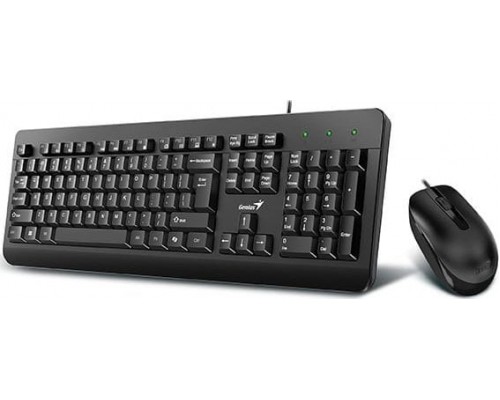 Genius KM-160 COPILOT, zestaw klawiatura z optyczną myszką, CZ/SK, klasyczna, wodoodporny rodzaj przewodowa (USB), czarna