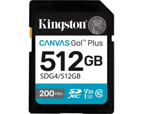 SD  Kingston Canvas Go! Plus (Gen4) SDXC 512 GB Class 10 UHS-I/U3 V30 (SDG4/512GB)