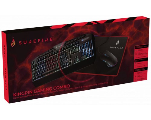 KingPin Gaming Combo Set ( QWERTY Italian, 7-Button RGB Mouse & Mouse Pad)