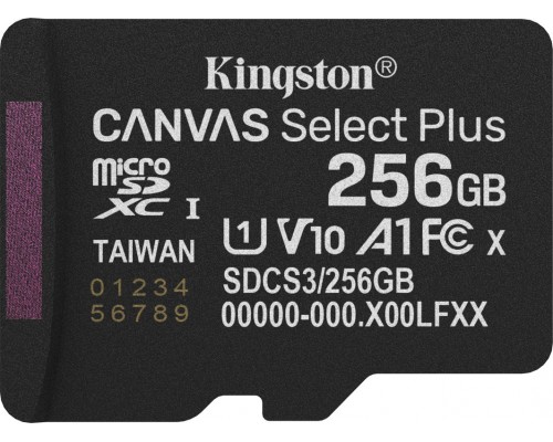 SD  Kingston Canvas Select Plus MicroSDXC 256 GB UHS-I/U1 A1 V10 (SDCS3/256GBSP)