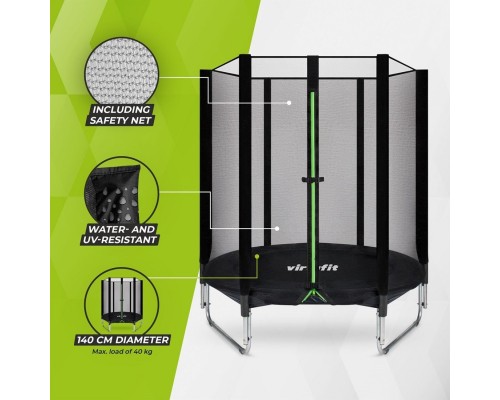 Garden Trampoline VIRTUFIT with Safety Net 140 cm