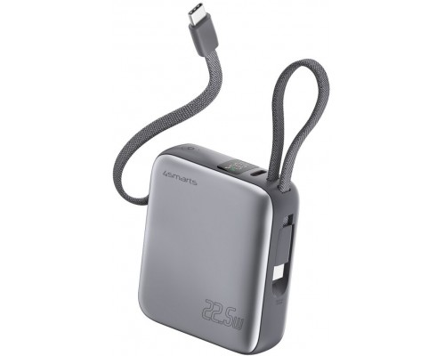 4smarts Pocket Dual Cord 10000mAh 22.5W With built-in cable USB-C 15cm Grey