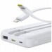 Baseus Lipow 10000mAh 22,5W with two built-in cables (with Baseus Simple USB-A - USB-C 3A 20cm) - White
