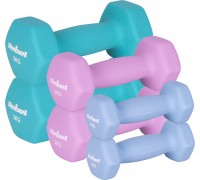Hantelki cast iron neoprene HEX zestaw 12kg (2x1kg+2x2kg+2x3kg), REBEL ACTIVE