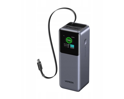 20000mAh UGREEN PB726 USB + USB-C 165W With retractable cable (Grey)