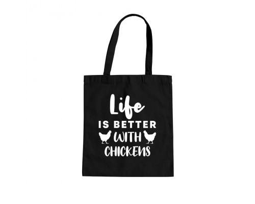 Koszulkowy Life is better with chickens - bag na prezent dla hodowcy kur